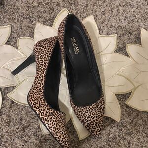 Michael Kors Black and Tan Leopard Heels